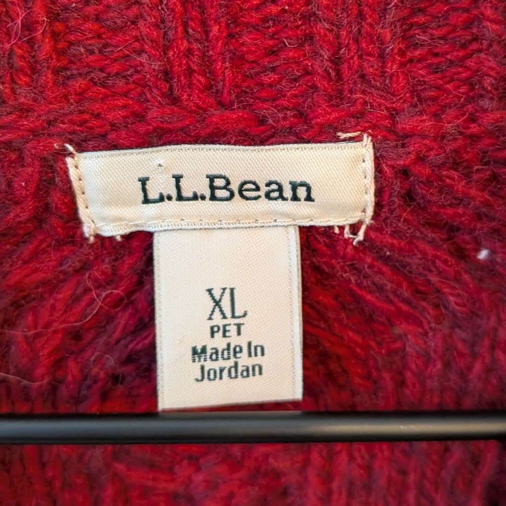 L.L. Bean Women's Red Wool Alpaca Cable Knit Mock Neck Sweater Women's XLP - Picture 4 of 6